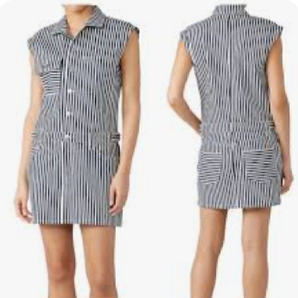 Current Elliott Navy and white denim striped dress size 3 EUC